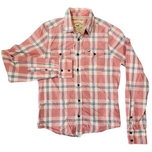 Y2k Hollister Plaid Button Up Shirt Mens M Preppy Surfer 2000s Beach Punk Grunge